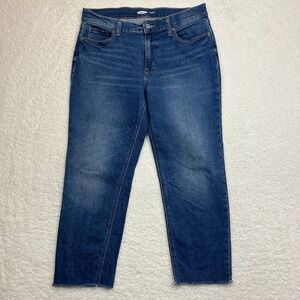 Old Navy Jeans Women's 8 Mid-Rise Boyfriend Stretch Raw‎ Hem Hibiscus Whisker